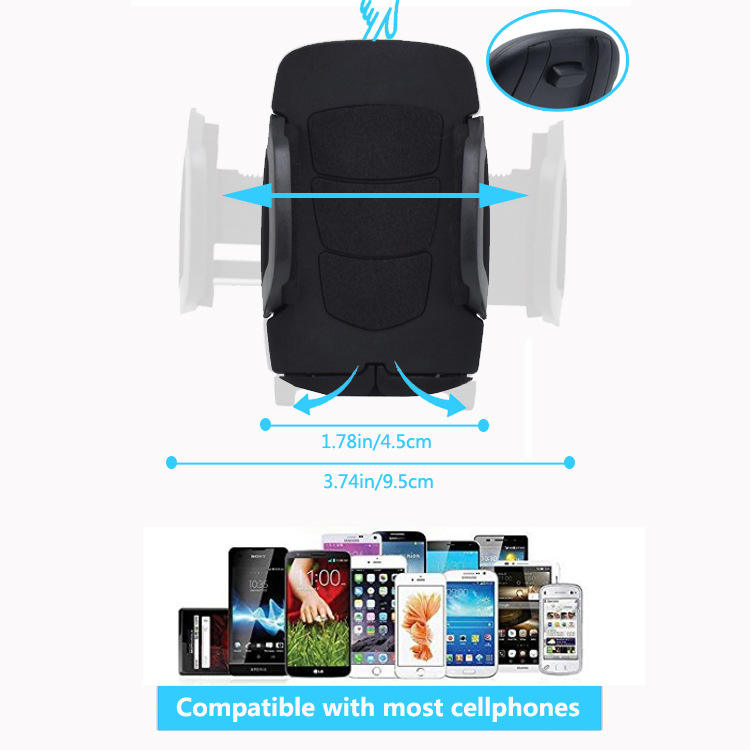 Universal Dashboard Car Phone Holder - Dual Clip Long Hose Mount for Navigation